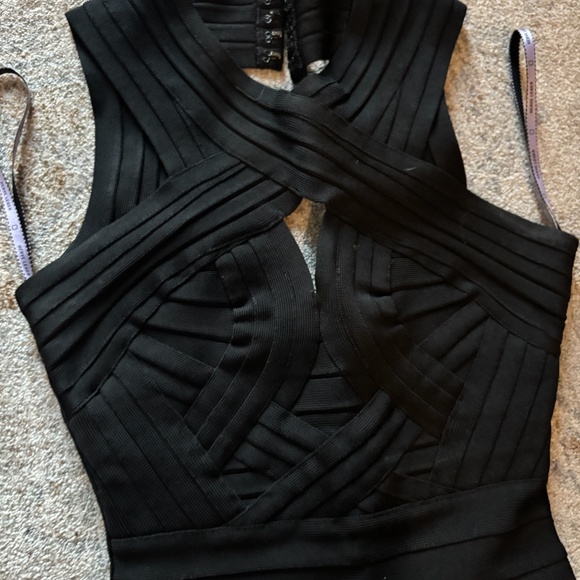 Herve Leger Black Floor Length Gown - Picture 2 of 5